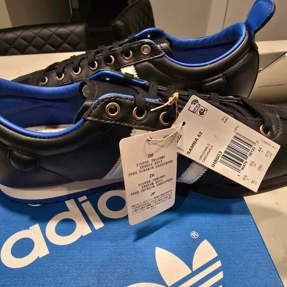 adidas Originals Samba 62 IH8603 Core Black Cloud White Blue Bird Men Shoes 10 - Picture 5 of 13